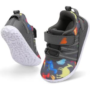imageBARERUN Baby Sneakers Toddler Shoes Soft AntiSlip Sole Newborn First Walkers Infant Toddler Breathable Athletic Running ShoesGrey Dinosaur