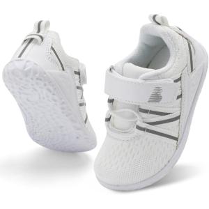 imageBARERUN Baby Sneakers Toddler Shoes Soft AntiSlip Sole Newborn First Walkers Infant Toddler Breathable Athletic Running ShoesWhite