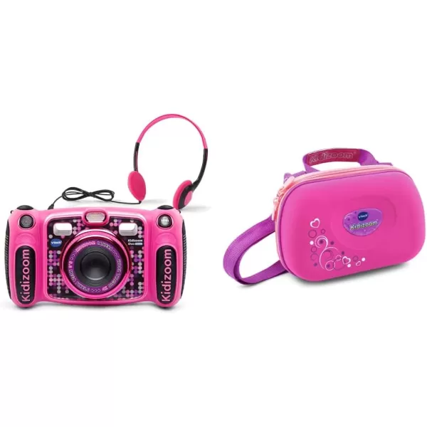 VTech Kidizoom Duo 5.0 Deluxe Digital Selfie Camera with MP3 Player and Headphones, Pink