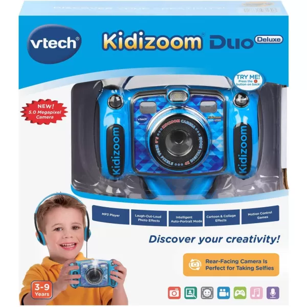 VTech Kidizoom Duo 5.0 Deluxe Digital Selfie Camera with MP3 Player and Headphones, Pink