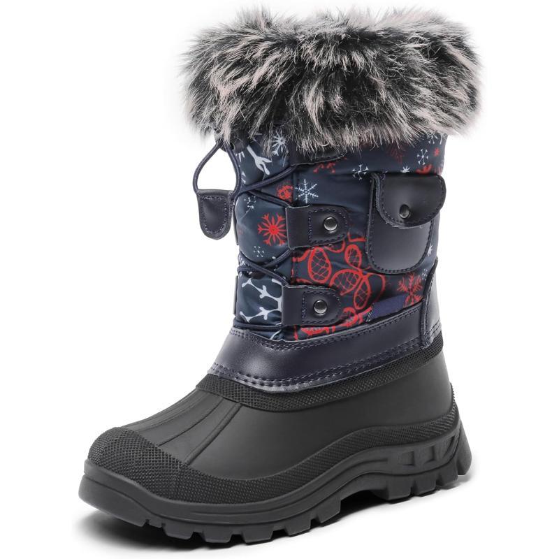 imageDREAM PAIRS Boys Girls Insulated Waterproof Snow BootsNavyRed