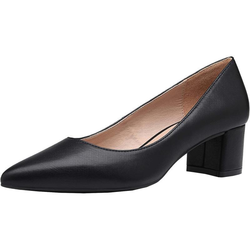 imageDREAM PAIRS Womens Chunky Low Block Heels Closed Toe Dress Pumps ShoesBlackPu