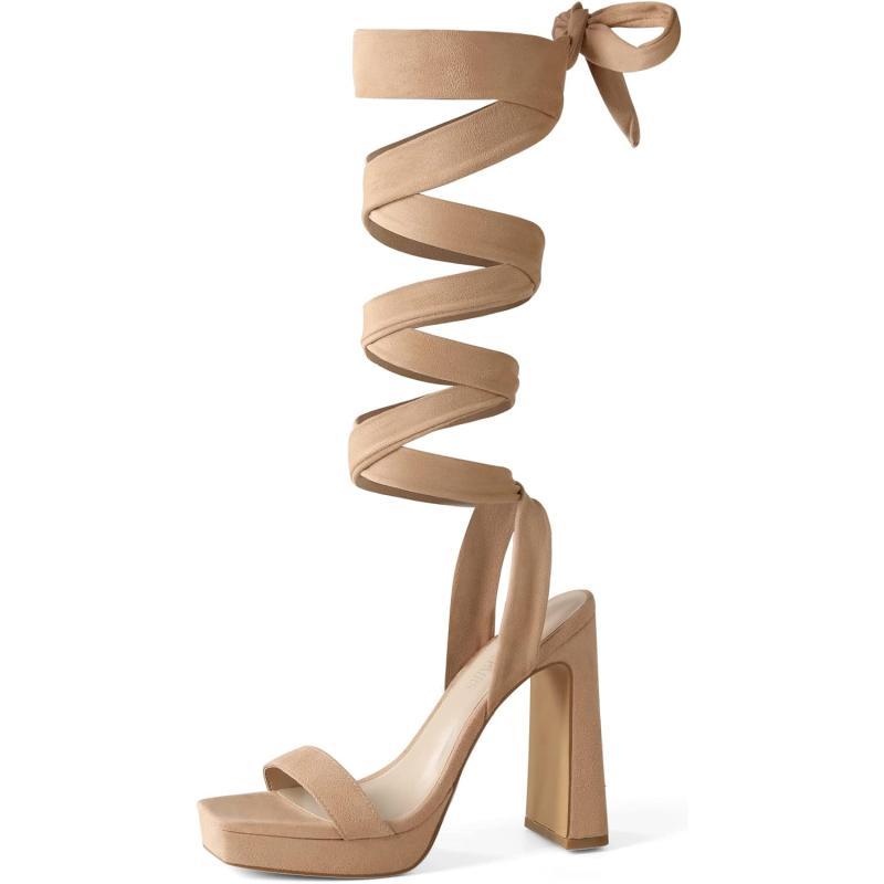 imageDREAM PAIRS Womens Low Heel Pump Sandals SDHS2318WNudesuede