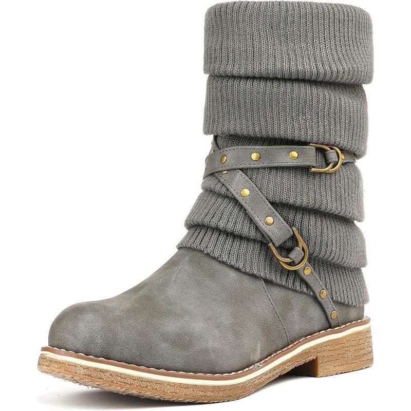 imageDREAM PAIRS Womens Mid Calf Fashion Winter Snow BootsOussiegrey