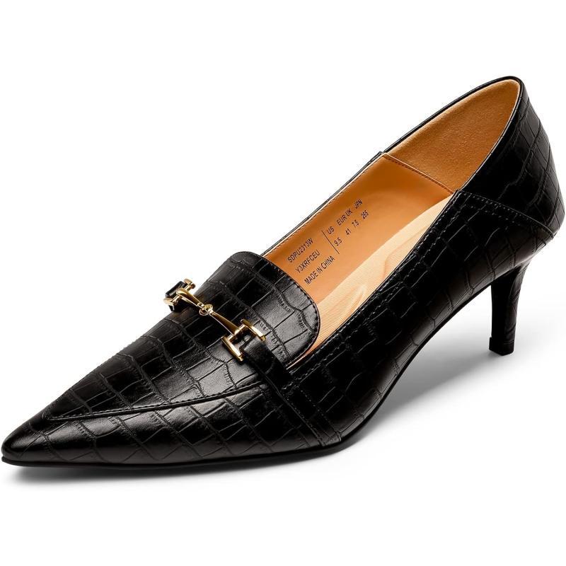 imageDREAM PAIRS Womens Pointed Toe Low Kitten Heels Loafers Pump Comfort Dress Work Wedding Shoes for WomenBlackstone