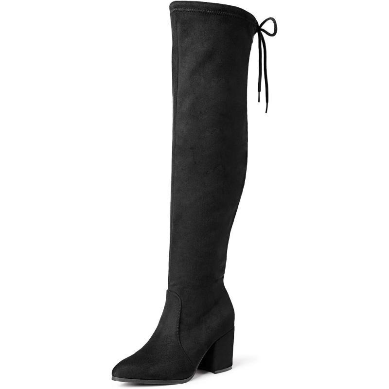 imageDREAM PAIRS Womens Thigh High Boots Over the knee Stretch Block Heel Fashion Long BootsBlackGracie2