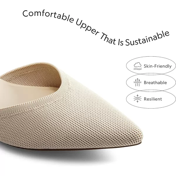imageBURUDANI Womens Pointed Toe Ankle Strap Ballet Flat for Woman Comfortable Knit Mesh Flats for Casual Dressy Work Office ShoesNude