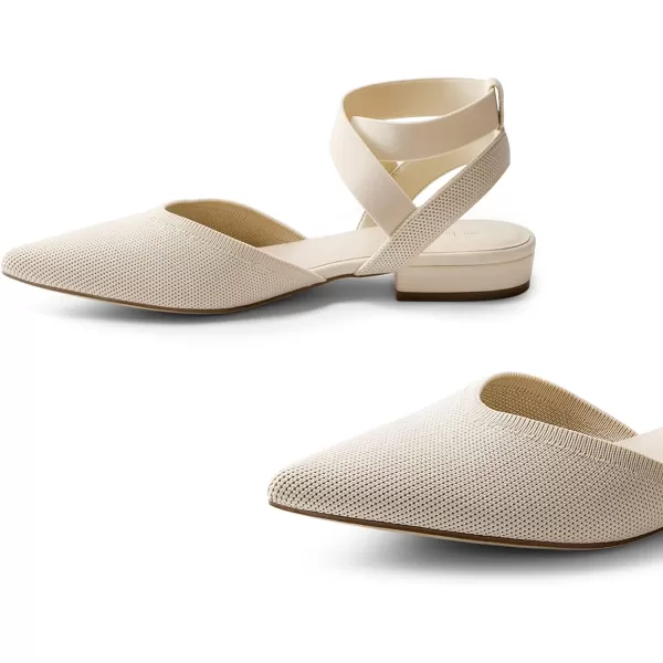 imageBURUDANI Womens Pointed Toe Ankle Strap Ballet Flat for Woman Comfortable Knit Mesh Flats for Casual Dressy Work Office ShoesNude