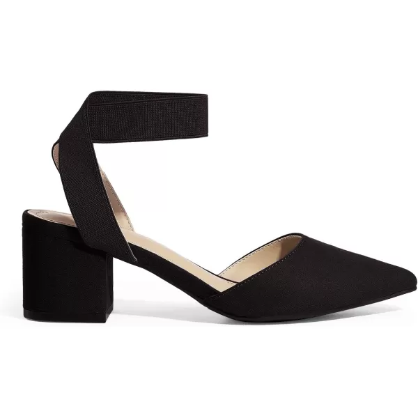 imageDREAM PAIRS ANNEE Pointed Toe Low Chunky Heels Pump ShoesBlackSueden
