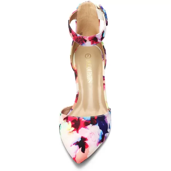 imageDREAM PAIRS ANNEE Pointed Toe Low Chunky Heels Pump ShoesFloral