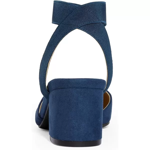 imageDREAM PAIRS ANNEE Pointed Toe Low Chunky Heels Pump ShoesNavySuede