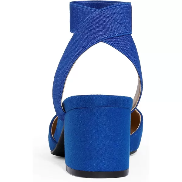 imageDREAM PAIRS ANNEE Pointed Toe Low Chunky Heels Pump ShoesRoyalBlueSueden