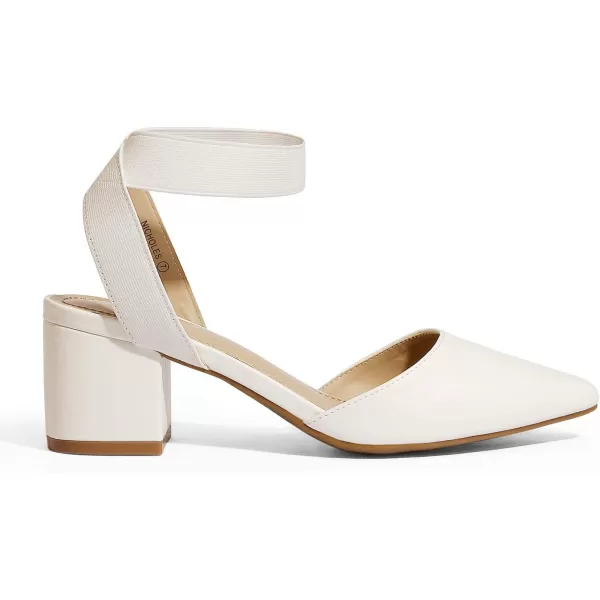 imageDREAM PAIRS ANNEE Pointed Toe Low Chunky Heels Pump ShoesWhitePun