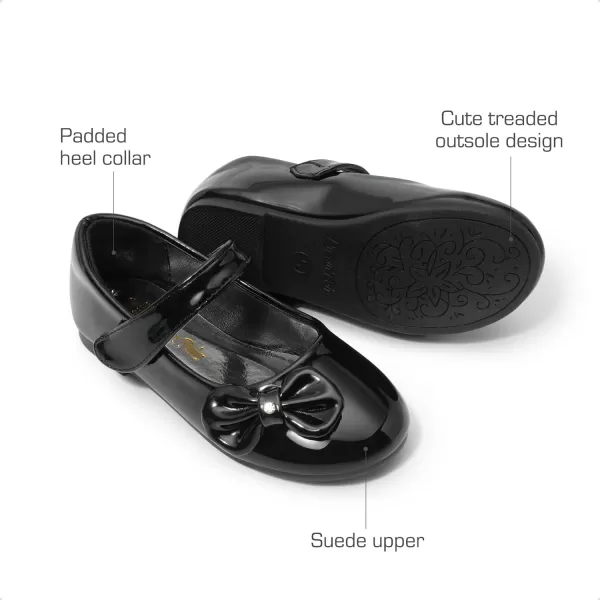 imageDREAM PAIRS Adorable Mary Jane Side Bow Ballerina Flat ToddlerLittle GirlBlackPat