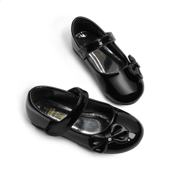 imageDREAM PAIRS Adorable Mary Jane Side Bow Ballerina Flat ToddlerLittle GirlBlackPat