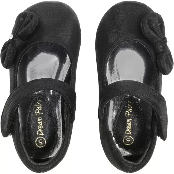 imageDREAM PAIRS Adorable Mary Jane Side Bow Ballerina Flat ToddlerLittle GirlBlackSuede