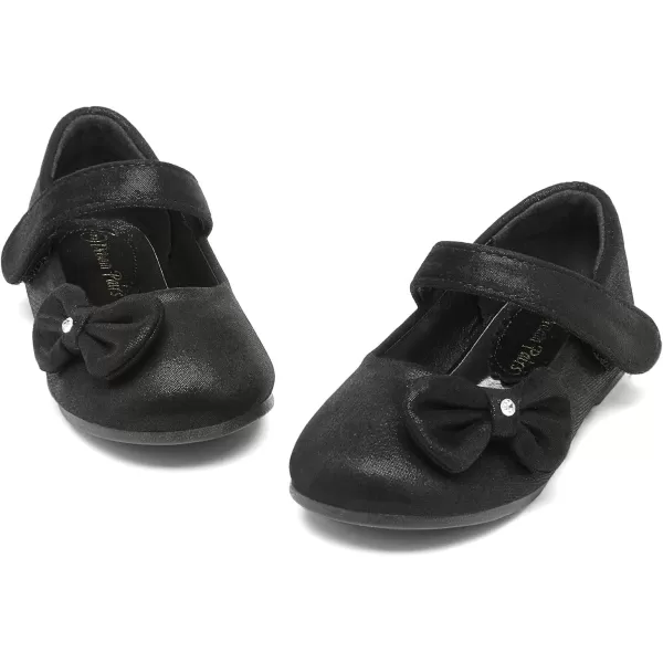 imageDREAM PAIRS Adorable Mary Jane Side Bow Ballerina Flat ToddlerLittle GirlBlackSuede