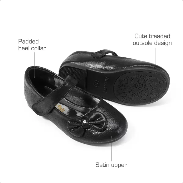 imageDREAM PAIRS Adorable Mary Jane Side Bow Ballerina Flat ToddlerLittle GirlBlackSuede