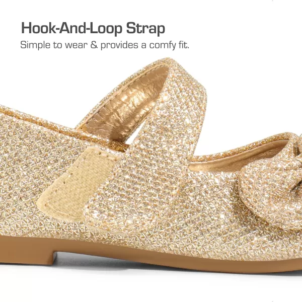 imageDREAM PAIRS Adorable Mary Jane Side Bow Ballerina Flat ToddlerLittle GirlGoldGlitter