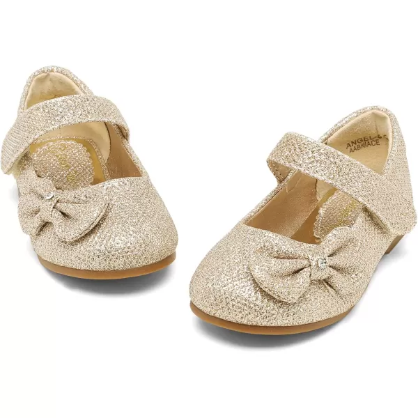 imageDREAM PAIRS Adorable Mary Jane Side Bow Ballerina Flat ToddlerLittle GirlGoldGlitter