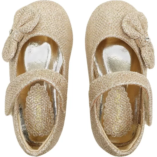 imageDREAM PAIRS Adorable Mary Jane Side Bow Ballerina Flat ToddlerLittle GirlGoldGlitter