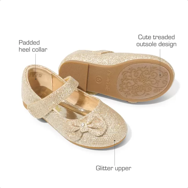 imageDREAM PAIRS Adorable Mary Jane Side Bow Ballerina Flat ToddlerLittle GirlGoldGlitter