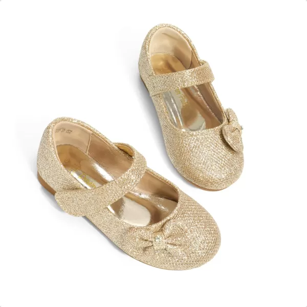 imageDREAM PAIRS Adorable Mary Jane Side Bow Ballerina Flat ToddlerLittle GirlGoldGlitter