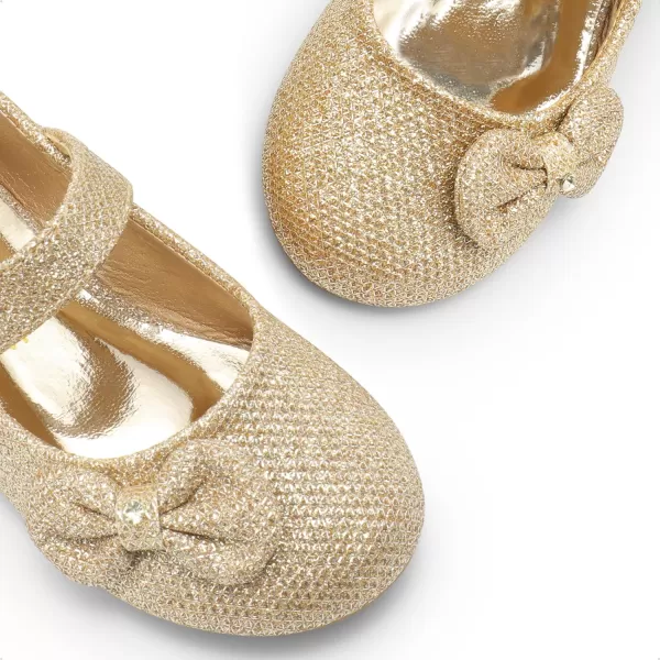 imageDREAM PAIRS Adorable Mary Jane Side Bow Ballerina Flat ToddlerLittle GirlGoldGlitter