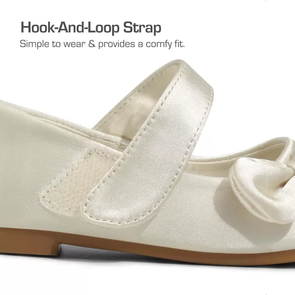imageDREAM PAIRS Adorable Mary Jane Side Bow Ballerina Flat ToddlerLittle GirlIvorySatin