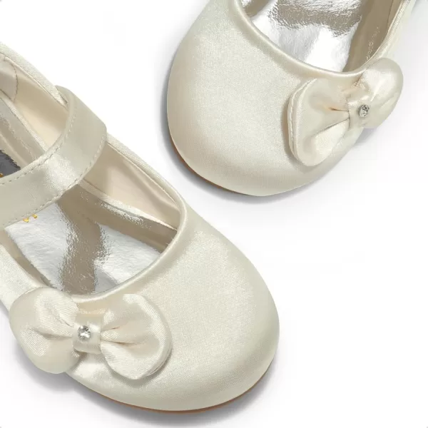 imageDREAM PAIRS Adorable Mary Jane Side Bow Ballerina Flat ToddlerLittle GirlIvorySatin