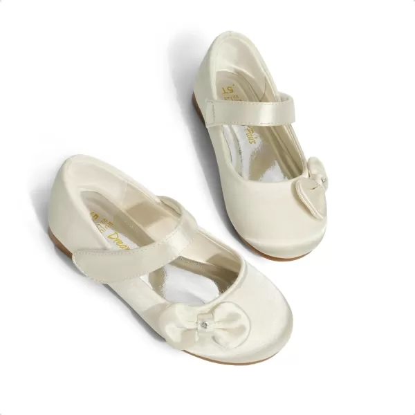 imageDREAM PAIRS Adorable Mary Jane Side Bow Ballerina Flat ToddlerLittle GirlIvorySatin