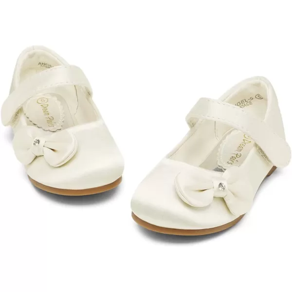 imageDREAM PAIRS Adorable Mary Jane Side Bow Ballerina Flat ToddlerLittle GirlIvorySatin
