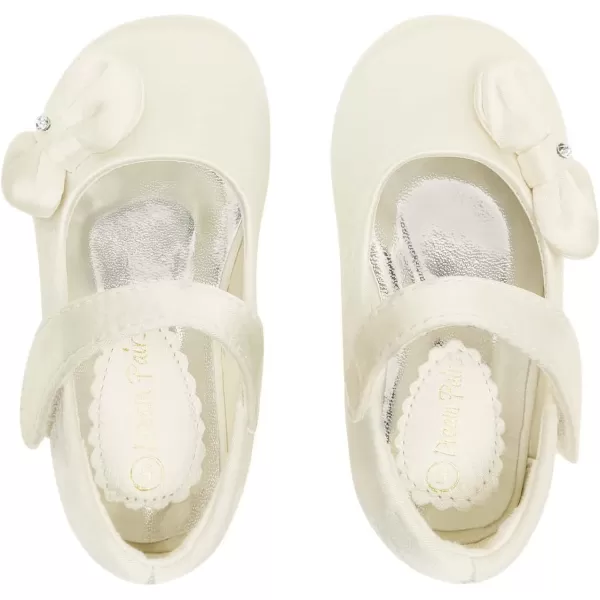 imageDREAM PAIRS Adorable Mary Jane Side Bow Ballerina Flat ToddlerLittle GirlIvorySatin