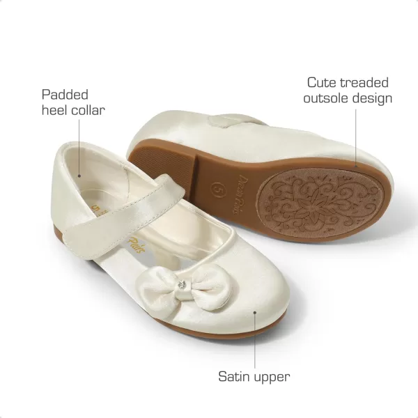 imageDREAM PAIRS Adorable Mary Jane Side Bow Ballerina Flat ToddlerLittle GirlIvorySatin