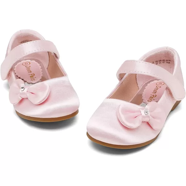 imageDREAM PAIRS Adorable Mary Jane Side Bow Ballerina Flat ToddlerLittle GirlPinkSatin