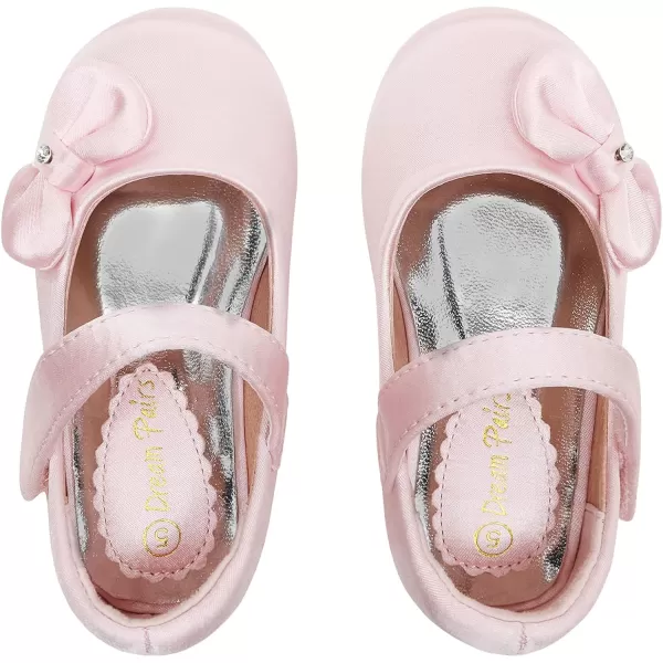 imageDREAM PAIRS Adorable Mary Jane Side Bow Ballerina Flat ToddlerLittle GirlPinkSatin