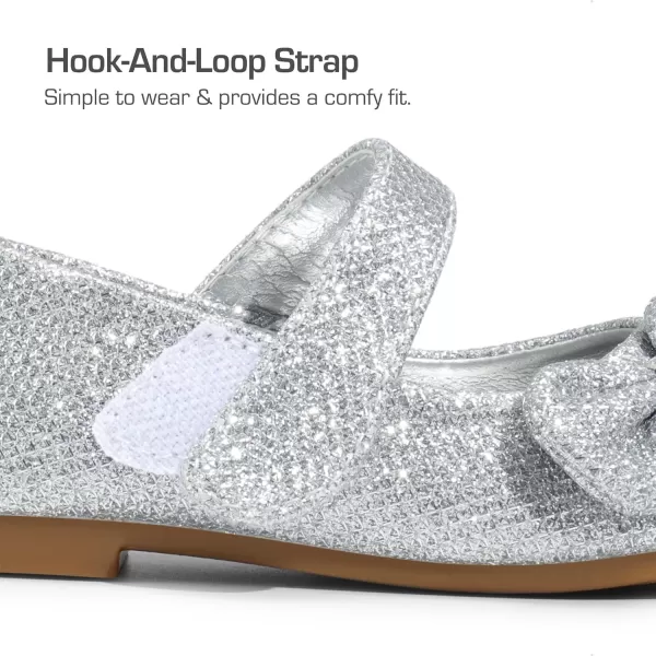 imageDREAM PAIRS Adorable Mary Jane Side Bow Ballerina Flat ToddlerLittle GirlSilverGlitter