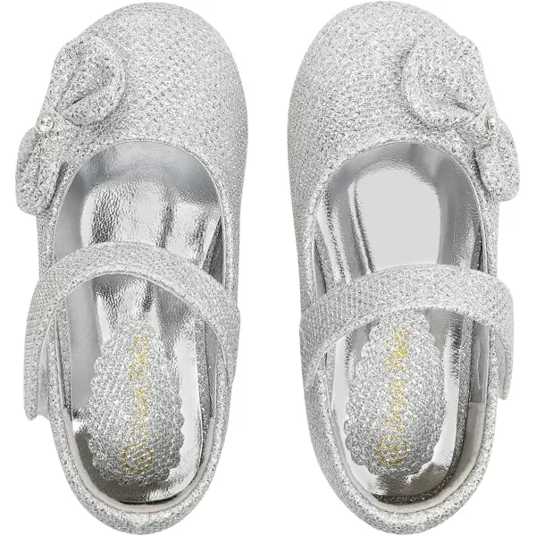 imageDREAM PAIRS Adorable Mary Jane Side Bow Ballerina Flat ToddlerLittle GirlSilverGlitter