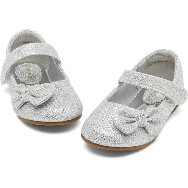 imageDREAM PAIRS Adorable Mary Jane Side Bow Ballerina Flat ToddlerLittle GirlSilverGlitter