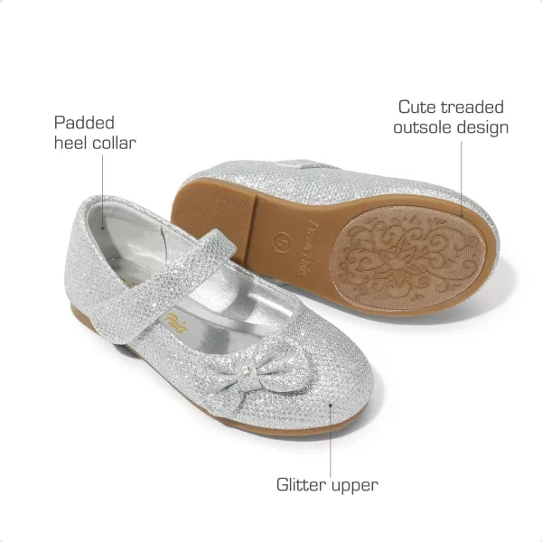 imageDREAM PAIRS Adorable Mary Jane Side Bow Ballerina Flat ToddlerLittle GirlSilverGlitter