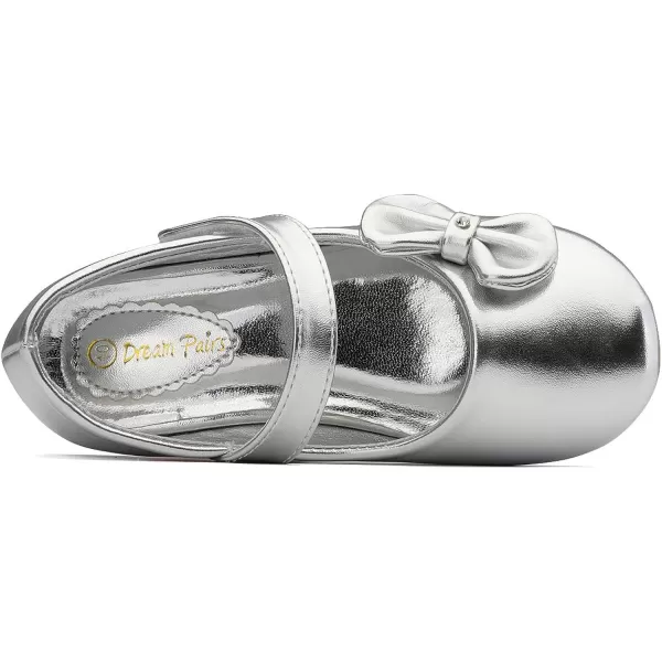 imageDREAM PAIRS Adorable Mary Jane Side Bow Ballerina Flat ToddlerLittle GirlSilverPu