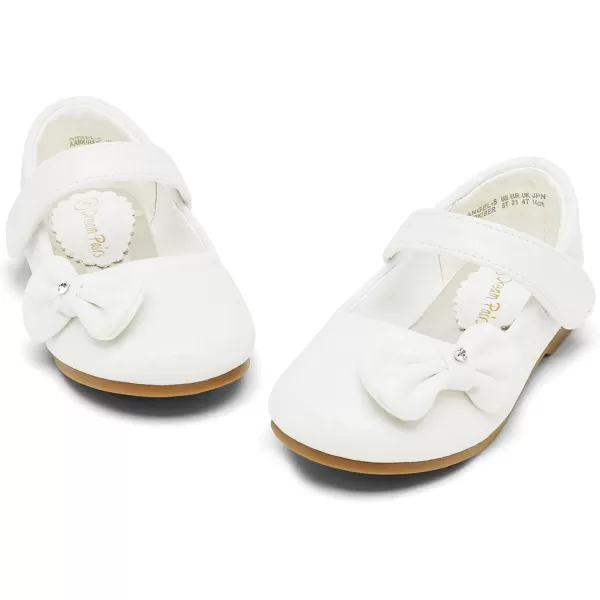 imageDREAM PAIRS Adorable Mary Jane Side Bow Ballerina Flat ToddlerLittle GirlWhite