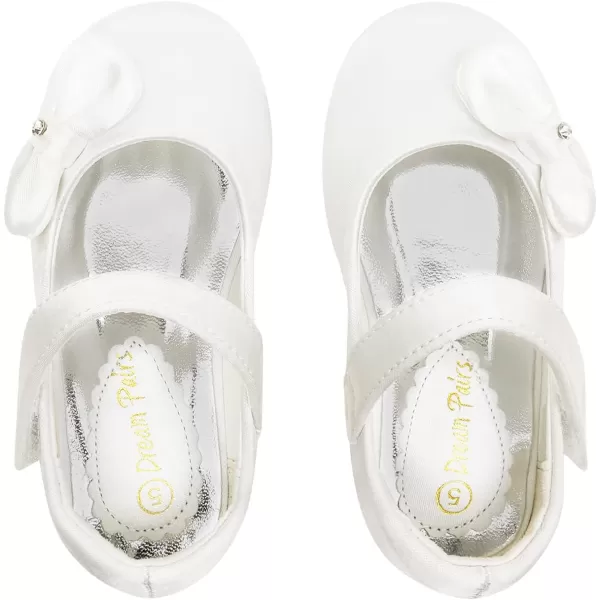 imageDREAM PAIRS Adorable Mary Jane Side Bow Ballerina Flat ToddlerLittle GirlWhiteSatin