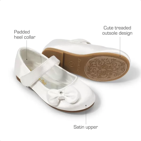imageDREAM PAIRS Adorable Mary Jane Side Bow Ballerina Flat ToddlerLittle GirlWhiteSatin