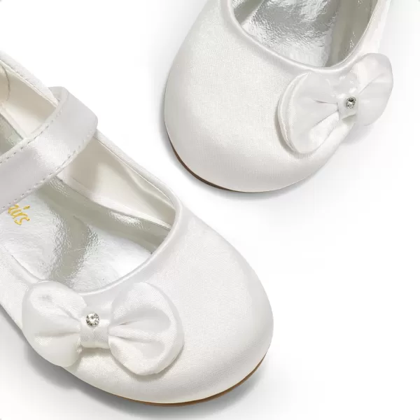 imageDREAM PAIRS Adorable Mary Jane Side Bow Ballerina Flat ToddlerLittle GirlWhiteSatin