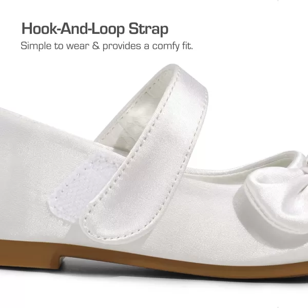 imageDREAM PAIRS Adorable Mary Jane Side Bow Ballerina Flat ToddlerLittle GirlWhiteSatin