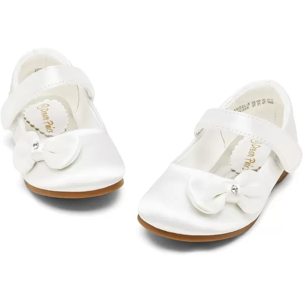 imageDREAM PAIRS Adorable Mary Jane Side Bow Ballerina Flat ToddlerLittle GirlWhiteSatin