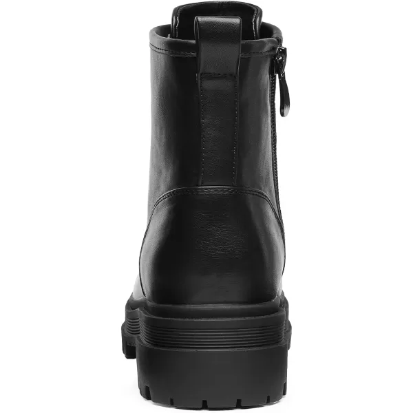 imageDREAM PAIRS Black Laceup Combat Boots Ankle Booties for WomenBlack