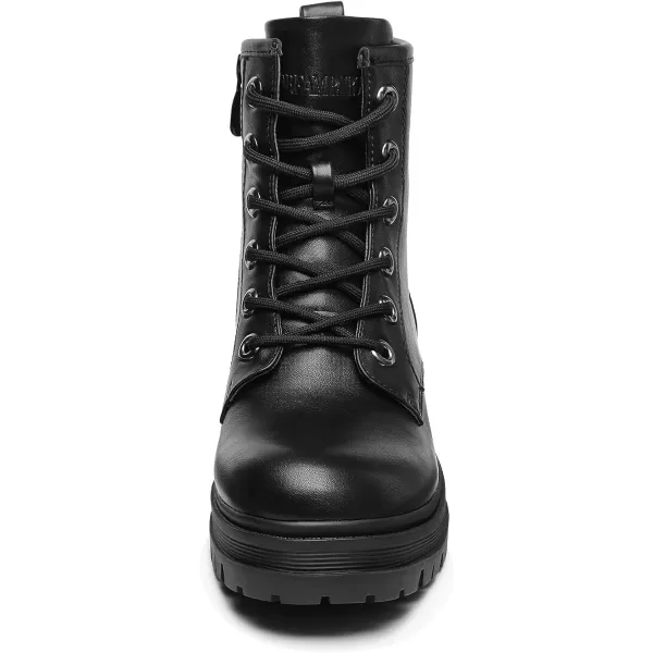 imageDREAM PAIRS Black Laceup Combat Boots Ankle Booties for WomenBlack