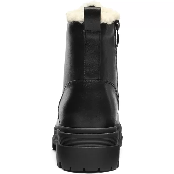 imageDREAM PAIRS Black Laceup Combat Boots Ankle Booties for WomenBlackFurry